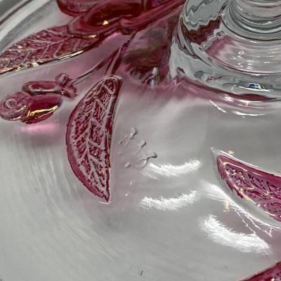 Vintage Lidded Glass and Ruby Rose Candy Bowl