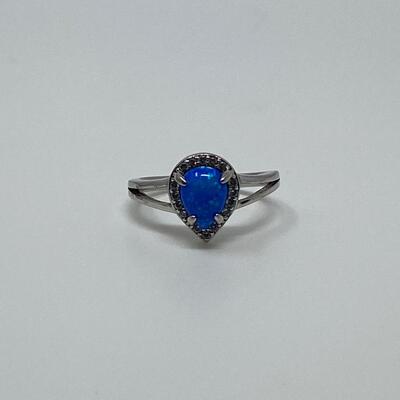 Silver Ring with Pear-Shaped Opal Stone