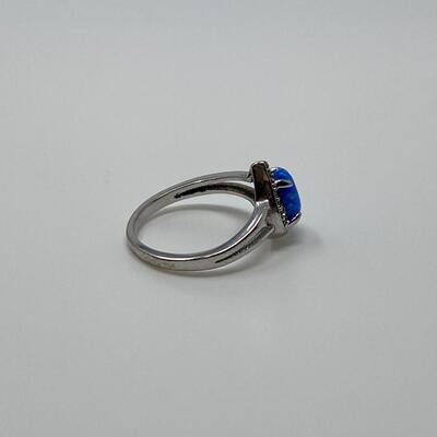 Silver Ring with Pear-Shaped Opal Stone