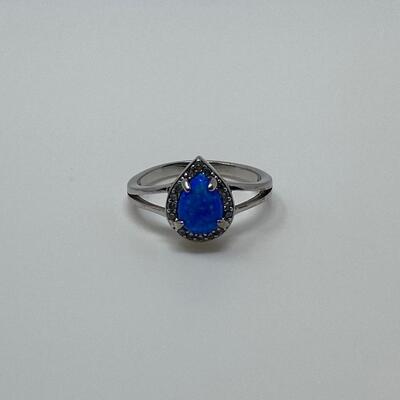 Silver Ring with Pear-Shaped Opal Stone