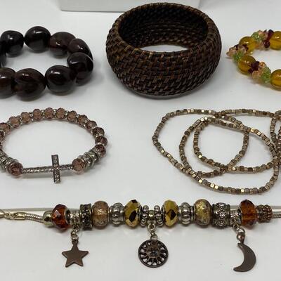 The Brown and Amber Bracelet Jewelry Lot