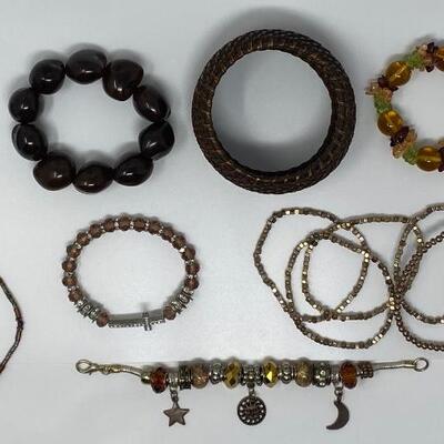 The Brown and Amber Bracelet Jewelry Lot