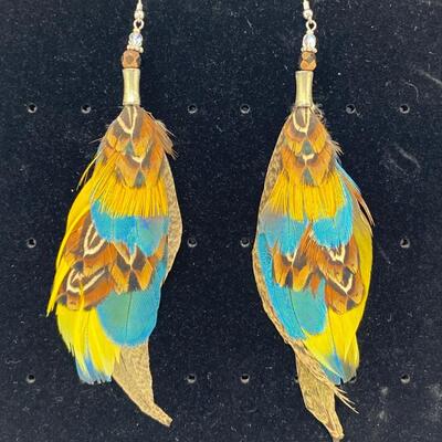 Authentic Quail Feather Dangle Earrings