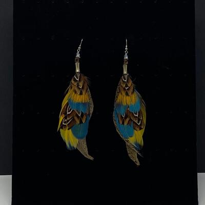 Authentic Quail Feather Dangle Earrings