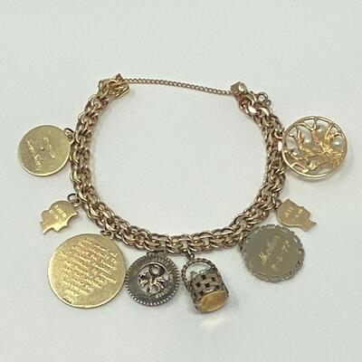12K Gold Filled Chain Bracelet with 14K Charms