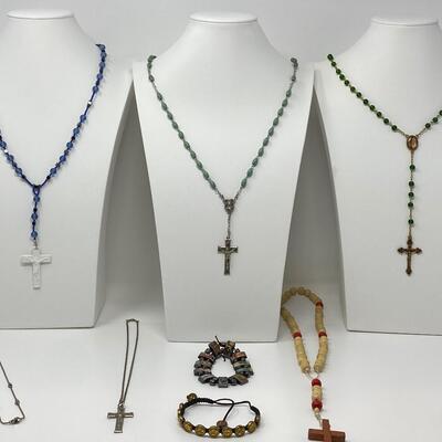 Sterling Silver Necklace and Rosary Lot