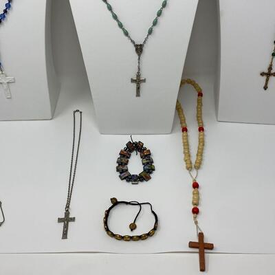 Sterling Silver Necklace and Rosary Lot