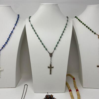 Sterling Silver Necklace and Rosary Lot