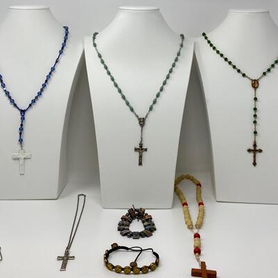 Sterling Silver Necklace and Rosary Lot