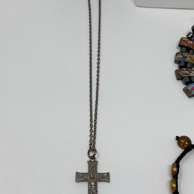 Sterling Silver Necklace and Rosary Lot