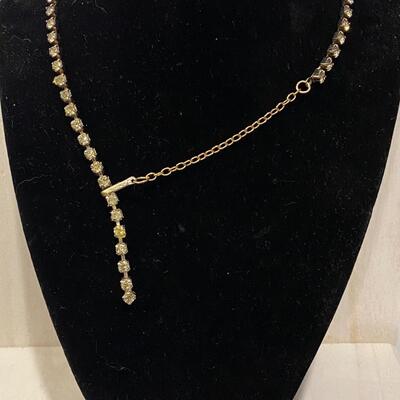 Vintage Juliana Style Yellow Aurora Borealis Glass and Rhinestone Necklace