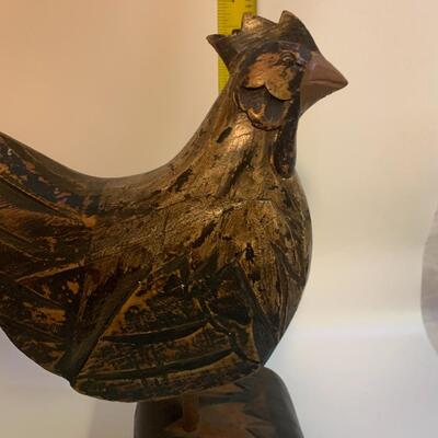WOOD CARVED ROOSTER or CHICKEN - FOLK ART - FARM HOUSE COUNTRY 9.5â€ high x 7â€ long approx