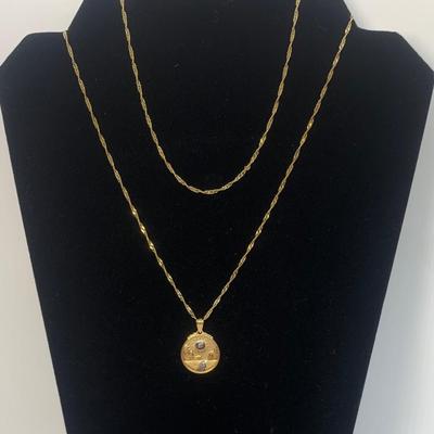 LOT 5:  14K 6.6g Michael Anthony Pendant & 34â€ Diamond Cut Chain