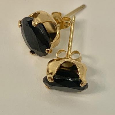 LOT 8: 14k 1.40g Black Diamond Pierced Earrings