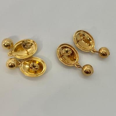 LOT 9: AVON Enamel Drop Earrings,  Black/Ivory