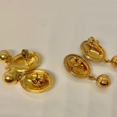 LOT 9: AVON Enamel Drop Earrings,  Black/Ivory