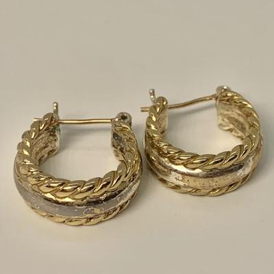 LOT 10: Napier Small Silver/Gold Tone Pierced Hoops