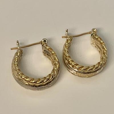 LOT 10: Napier Small Silver/Gold Tone Pierced Hoops
