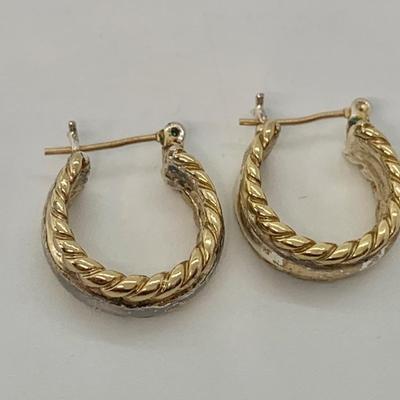 LOT 10: Napier Small Silver/Gold Tone Pierced Hoops