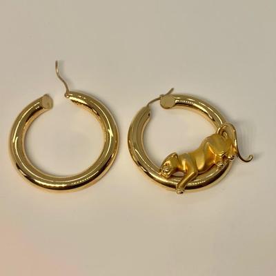 LOT 11: Charles Garnier 750 18k 7.54g  1â€ Panther Hoop Pierced Earrings
