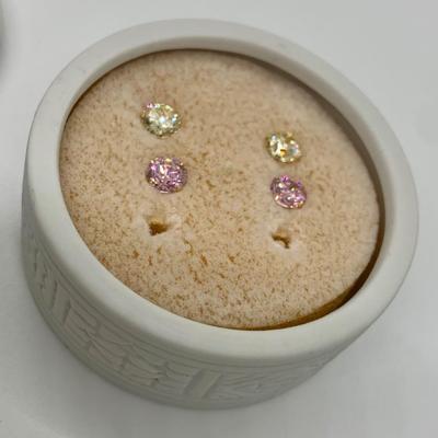LOT 20: 14k Posts tw 1.9g  2 Pair Pink & Yellow CZ Studs