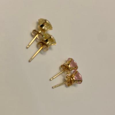 LOT 20: 14k Posts tw 1.9g  2 Pair Pink & Yellow CZ Studs