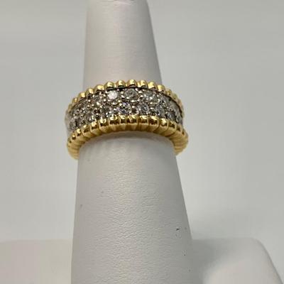 LOT 34: 14k 8.25g Diamond Two-Tone Yellow & White Gold Ring - Size 7