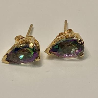 LOT 46: 14k 1.7g Fire Opal Post Pierced Earrings