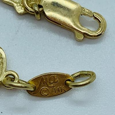 LOT 57: Tri-Color 14K Gold 7.5" "Shell" Bracelet - 9.32 gtw