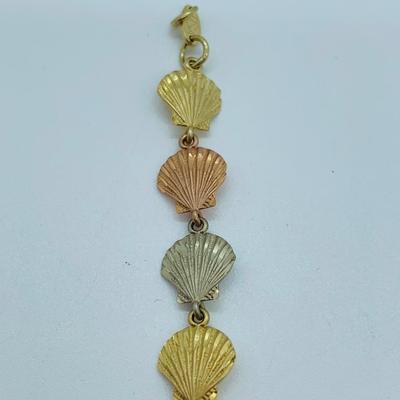 LOT 57: Tri-Color 14K Gold 7.5" "Shell" Bracelet - 9.32 gtw
