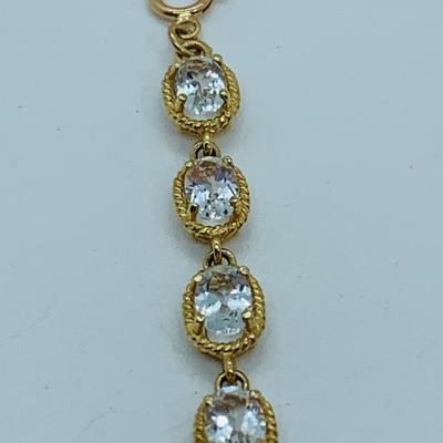LOT 61: Light Aquamarine 14K Gold 7.5" Tennis Bracelet  - 7.01 gtw