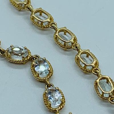 LOT 61: Light Aquamarine 14K Gold 7.5" Tennis Bracelet  - 7.01 gtw