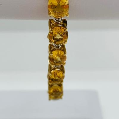 LOT 68: Yellow Gemstone 14K Gold 7.5" Tennis Bracelet - 11.14 gtw
