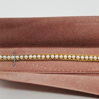 LOT  71: 14K Gold Rope Pearl Bracelet - 8" - 11.61 gtw