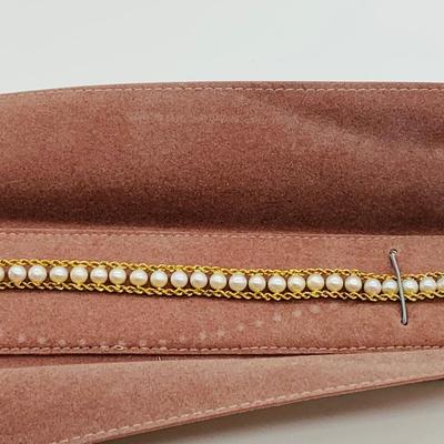 LOT  71: 14K Gold Rope Pearl Bracelet - 8" - 11.61 gtw
