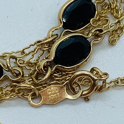 LOT 72: Black Onyx and 10K Gold "Y" Chain Necklace 18"  - 2.32 gtw