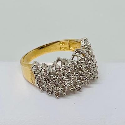 LOT 90: Diamond Cluster Ring - 14K Gold - Size 7 - 5.11 gtw