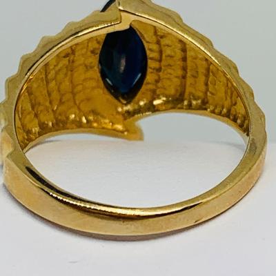 LOT 93: Blue Sapphire 14K Gold Size 7 Ring - 4.46 gtw