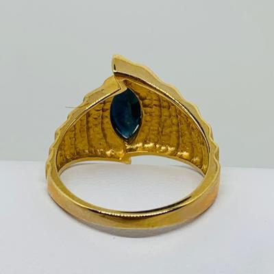 LOT 93: Blue Sapphire 14K Gold Size 7 Ring - 4.46 gtw