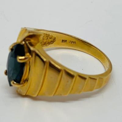 LOT 93: Blue Sapphire 14K Gold Size 7 Ring - 4.46 gtw