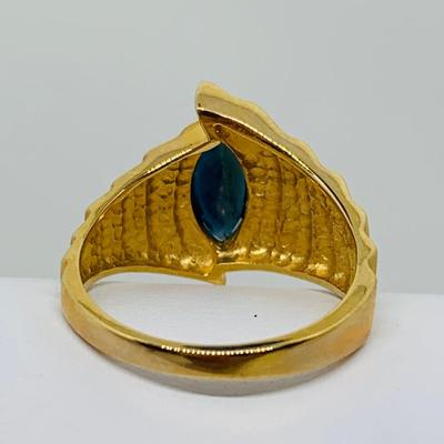 LOT 93: Blue Sapphire 14K Gold Size 7 Ring - 4.46 gtw