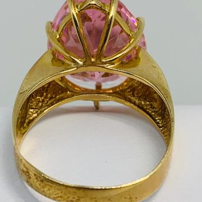 LOT 97: 10K CI Yellow Gold Size 7 Gemstone Ring - 6.7 gtw