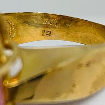 LOT 97: 10K CI Yellow Gold Size 7 Gemstone Ring - 6.7 gtw