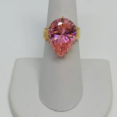 LOT 97: 10K CI Yellow Gold Size 7 Gemstone Ring - 6.7 gtw