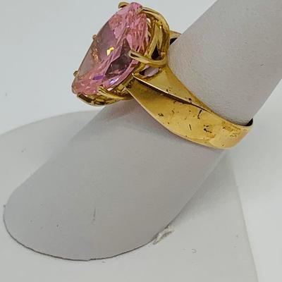 LOT 97: 10K CI Yellow Gold Size 7 Gemstone Ring - 6.7 gtw