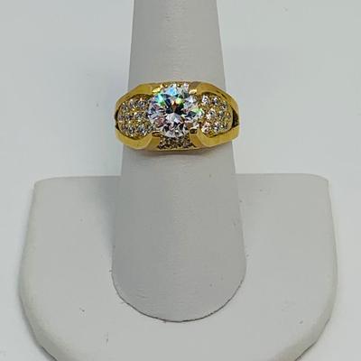 LOT 99: 10K Gold & CZ Size 8 Ring - 6.37 gtw