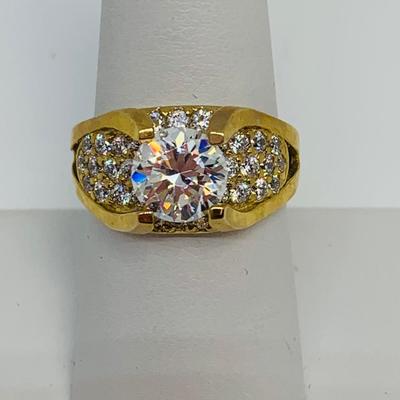 LOT 99: 10K Gold & CZ Size 8 Ring - 6.37 gtw