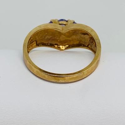 LOT 103: Tanzanite 14K Gold Size 8 Ring - 4.18 gtw