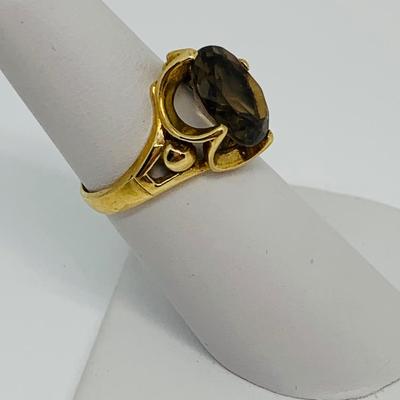 LOT 113: Smoky Topaz 14K Gold Ring -Size 8 - 4.86 gtw