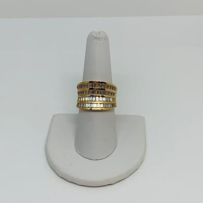 LOT 114: 14K Gold & CZ Size 8.5 Ring - 6.88 gtw